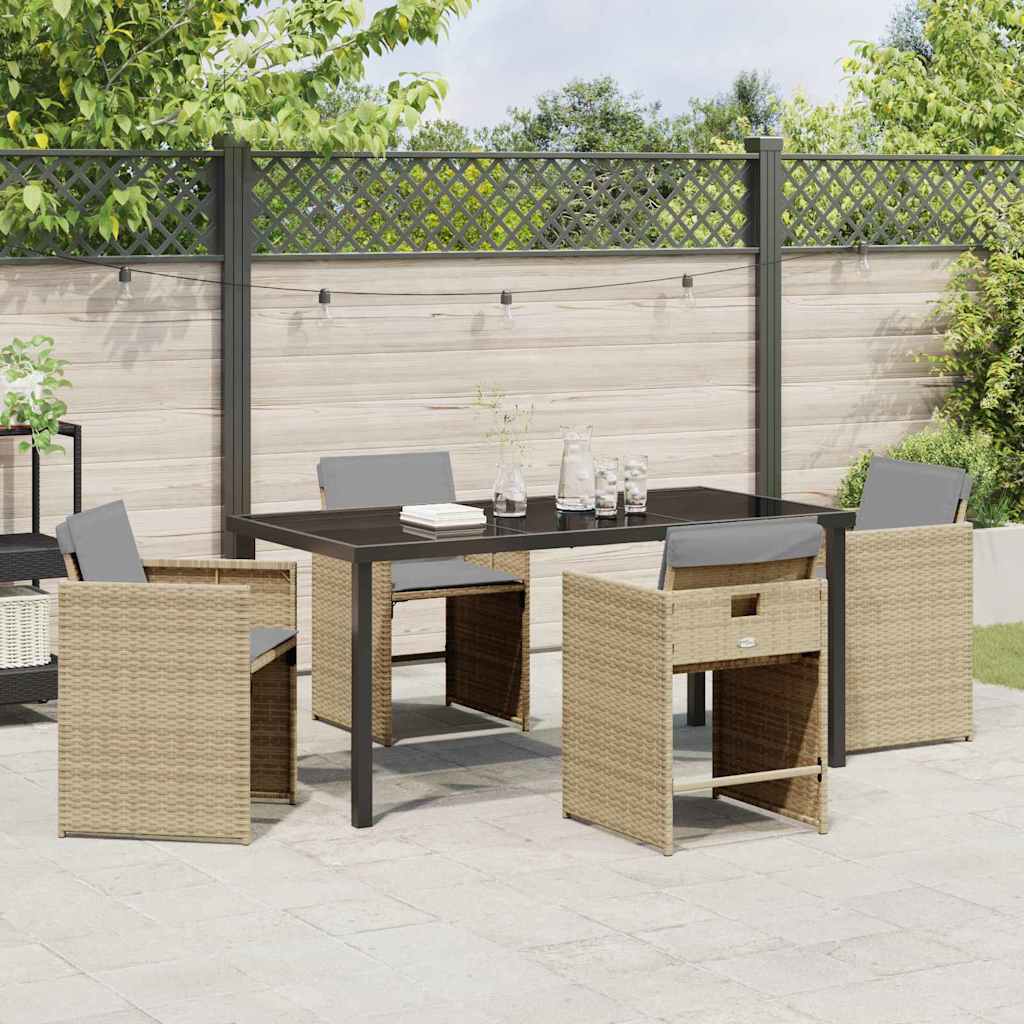 Garten Essgruppe mit Kissen 5 pcs Beige Poly Rattan