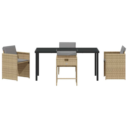 Garten Essgruppe mit Kissen 5 pcs Beige Poly Rattan