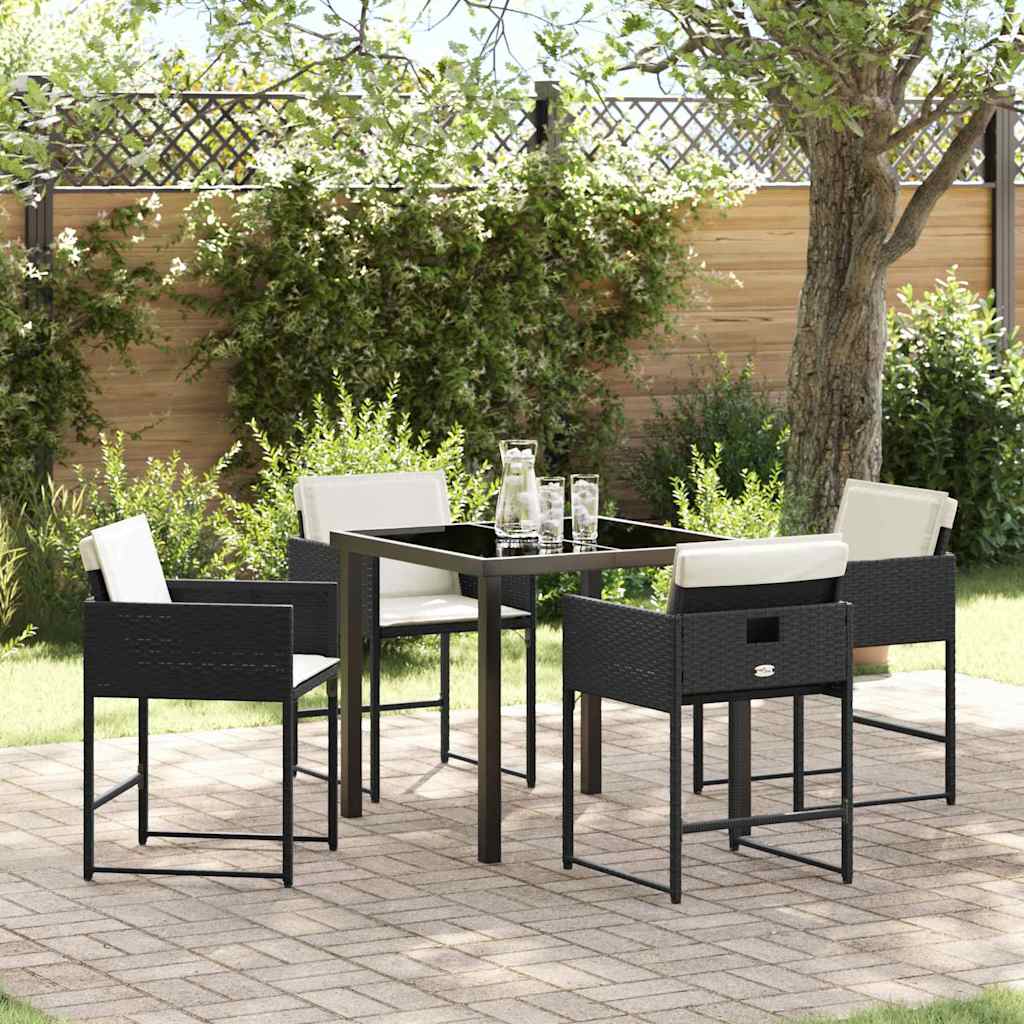Garten Essgruppe mit Kissen 5 pcs Schwarz Poly Rattan