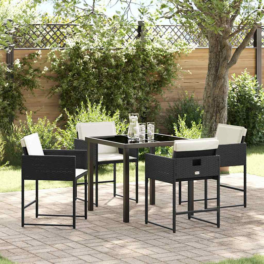 Garten Essgruppe mit Kissen 5 pcs Schwarz Poly Rattan