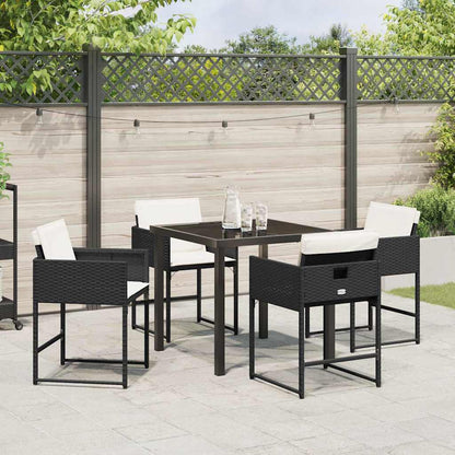 Garten Essgruppe mit Kissen 5 pcs Schwarz Poly Rattan