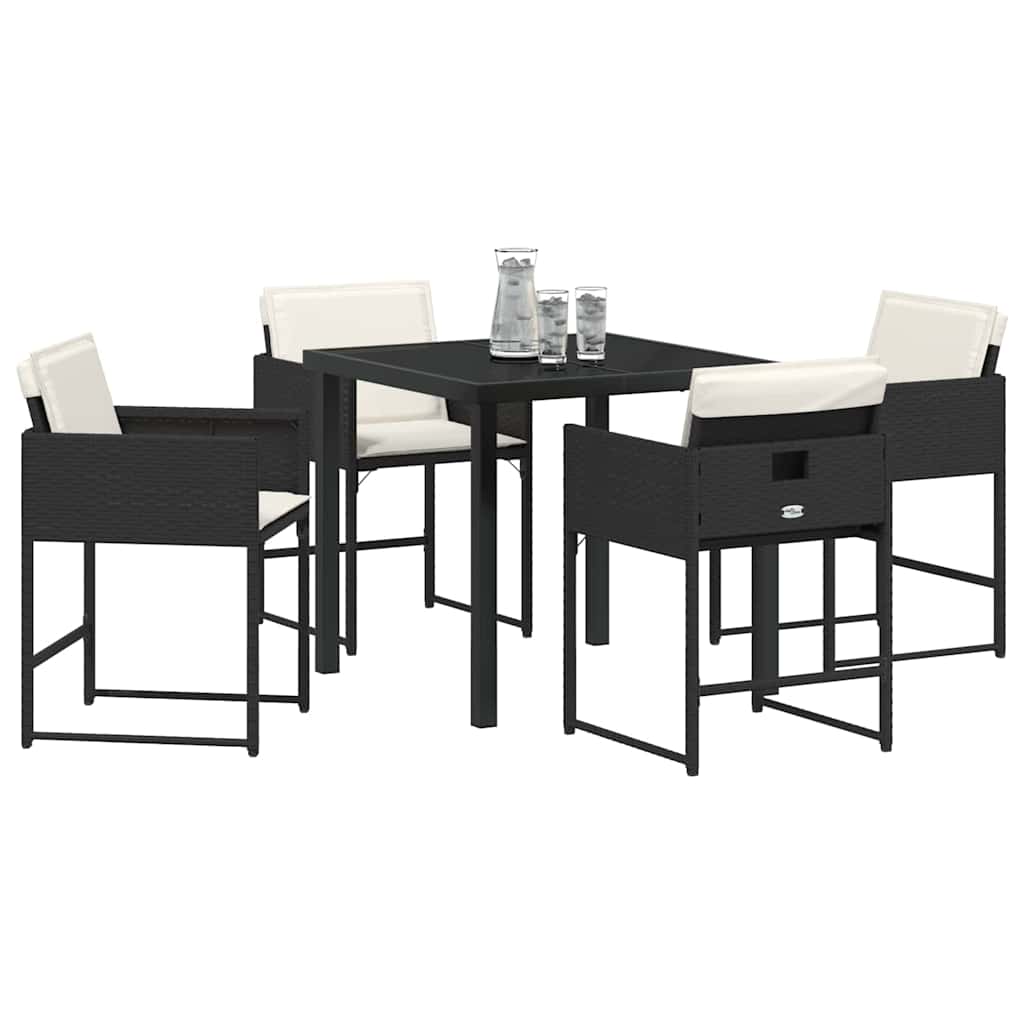 Garten Essgruppe mit Kissen 5 pcs Schwarz Poly Rattan