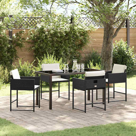 Garten Essgruppe mit Kissen 5 pcs Schwarz Poly Rattan