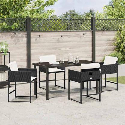 Garten Essgruppe mit Kissen 5 pcs Schwarz Poly Rattan