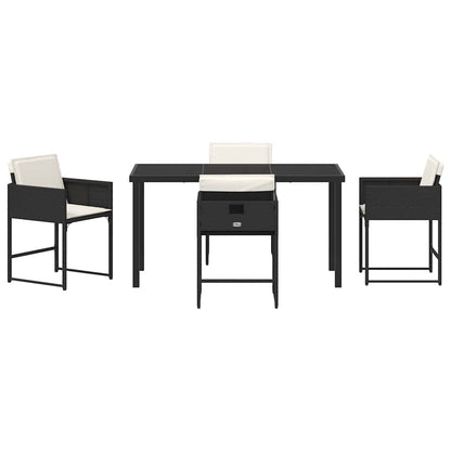 Garten Essgruppe mit Kissen 5 pcs Schwarz Poly Rattan