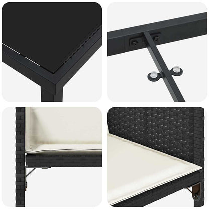Garten Essgruppe mit Kissen 5 pcs Schwarz Poly Rattan