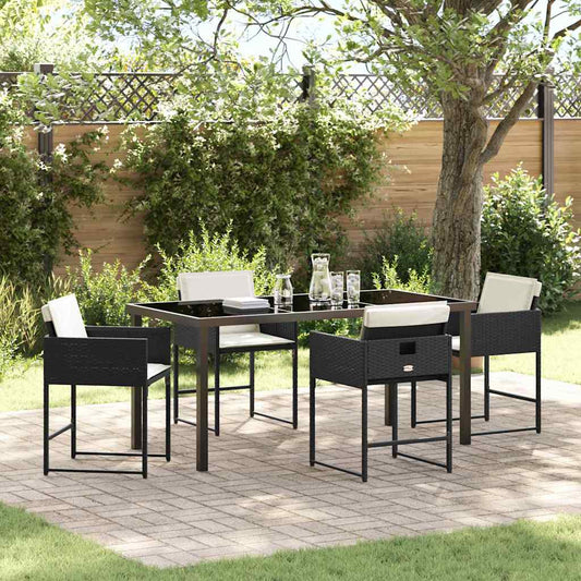 Garten Essgruppe mit Kissen 5 pcs Schwarz Poly Rattan