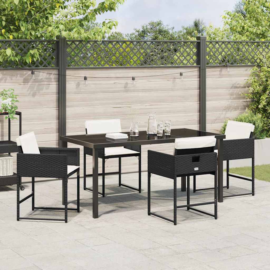 Garten Essgruppe mit Kissen 5 pcs Schwarz Poly Rattan
