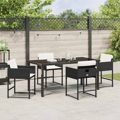 Garten Essgruppe mit Kissen 5 pcs Schwarz Poly Rattan