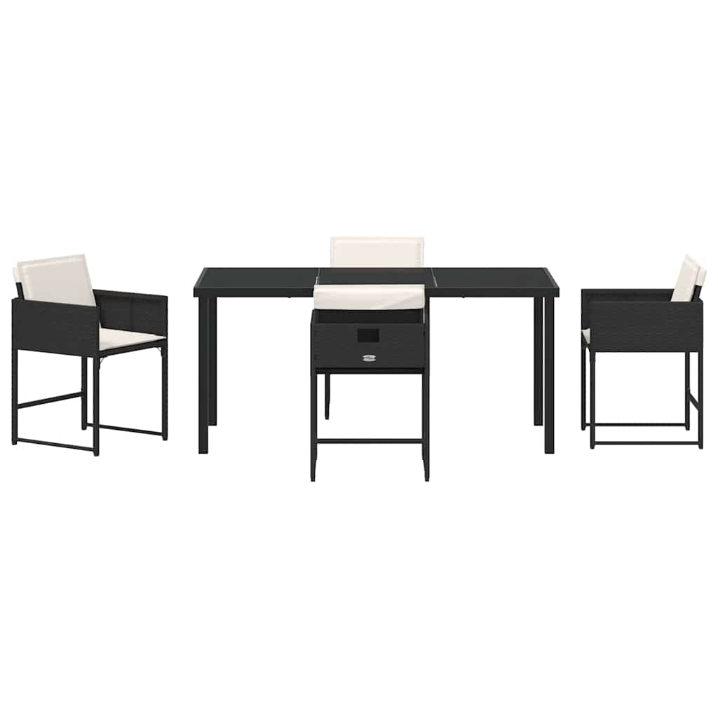 Garten Essgruppe mit Kissen 5 pcs Schwarz Poly Rattan