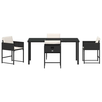 Garten Essgruppe mit Kissen 5 pcs Schwarz Poly Rattan
