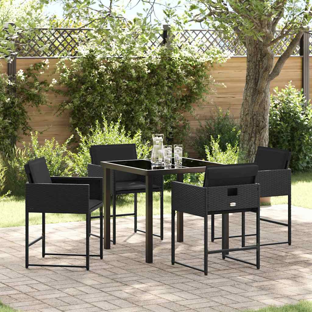 Garten Essgruppe mit Kissen 5 pcs Schwarz Poly Rattan