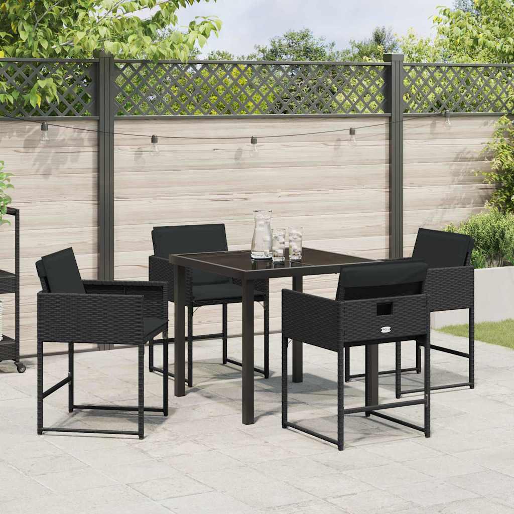 Garten Essgruppe mit Kissen 5 pcs Schwarz Poly Rattan