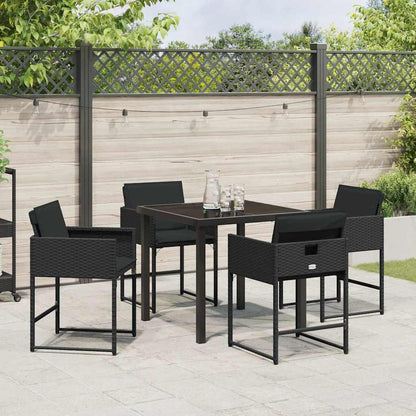 Garten Essgruppe mit Kissen 5 pcs Schwarz Poly Rattan