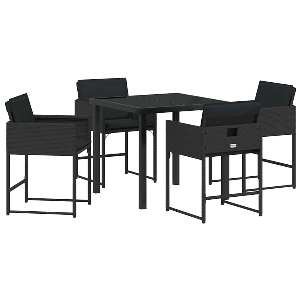 Garten Essgruppe mit Kissen 5 pcs Schwarz Poly Rattan