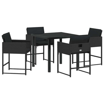 Garten Essgruppe mit Kissen 5 pcs Schwarz Poly Rattan