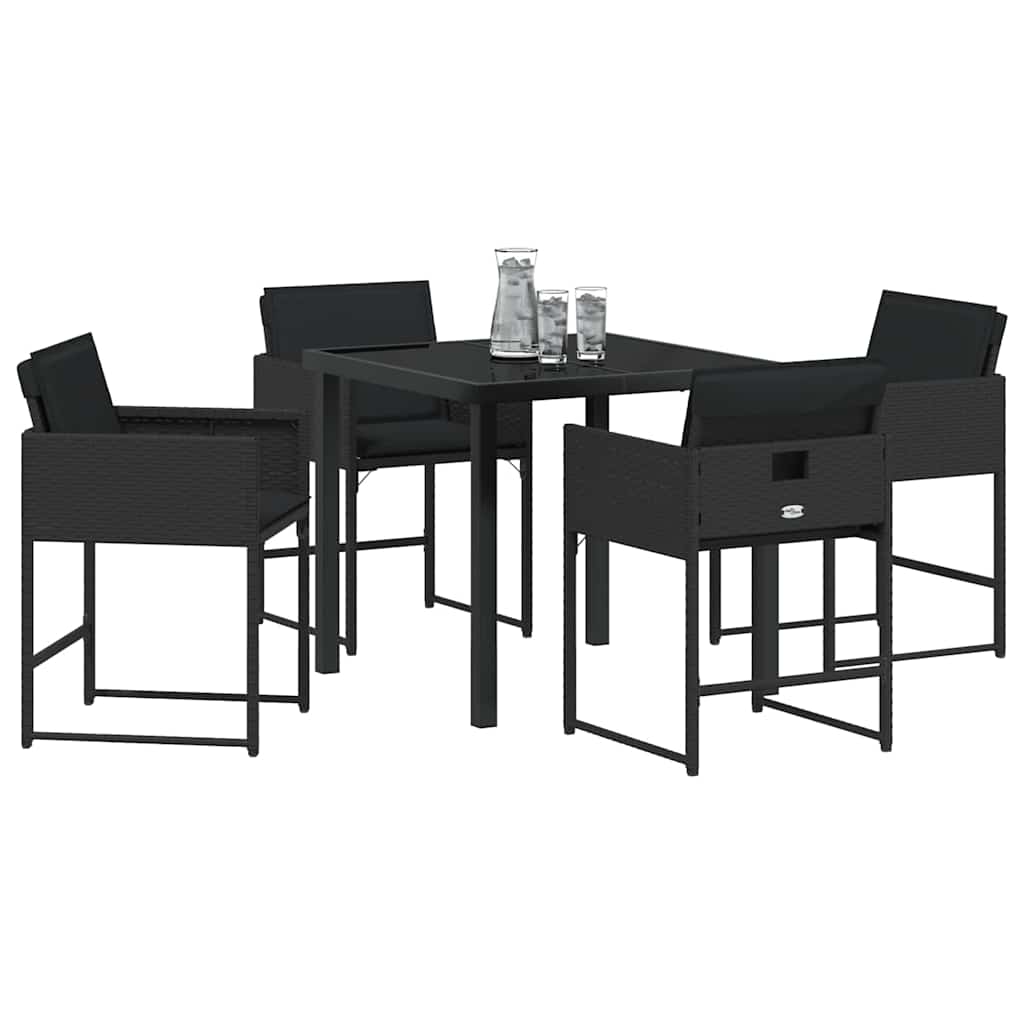 Garten Essgruppe mit Kissen 5 pcs Schwarz Poly Rattan