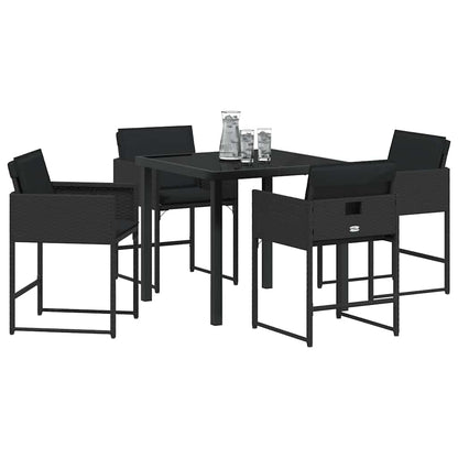 Garten Essgruppe mit Kissen 5 pcs Schwarz Poly Rattan