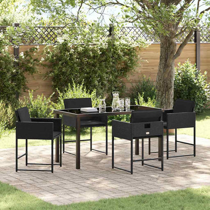 Garten Essgruppe mit Kissen 5 pcs Schwarz Poly Rattan