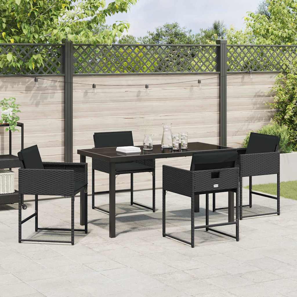 Garten Essgruppe mit Kissen 5 pcs Schwarz Poly Rattan