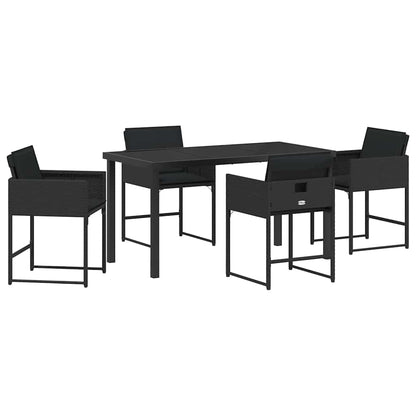 Garten Essgruppe mit Kissen 5 pcs Schwarz Poly Rattan