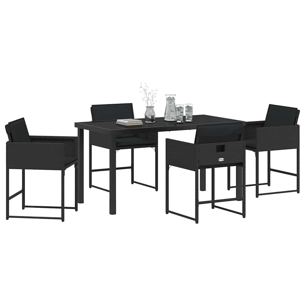 Garten Essgruppe mit Kissen 5 pcs Schwarz Poly Rattan