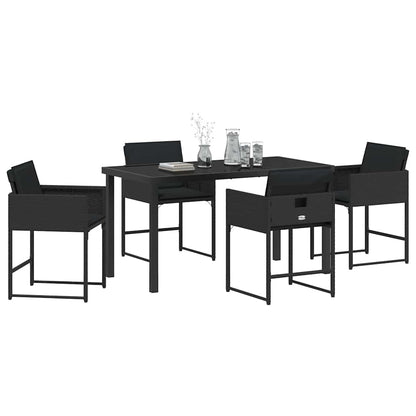 Garten Essgruppe mit Kissen 5 pcs Schwarz Poly Rattan