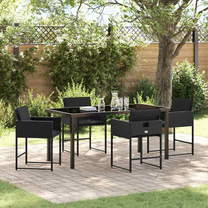 Garten Essgruppe mit Kissen 5 pcs Schwarz Poly Rattan