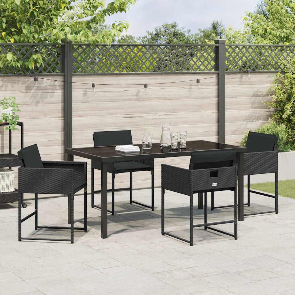 Garten Essgruppe mit Kissen 5 pcs Schwarz Poly Rattan