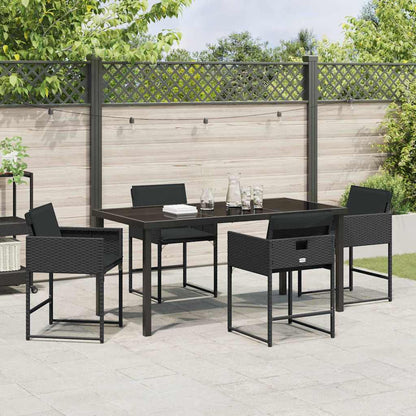 Garten Essgruppe mit Kissen 5 pcs Schwarz Poly Rattan
