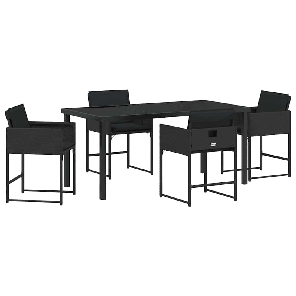 Garten Essgruppe mit Kissen 5 pcs Schwarz Poly Rattan