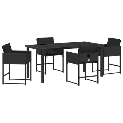Garten Essgruppe mit Kissen 5 pcs Schwarz Poly Rattan