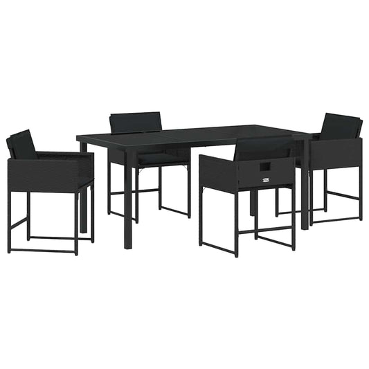 Garten Essgruppe mit Kissen 5 pcs Schwarz Poly Rattan