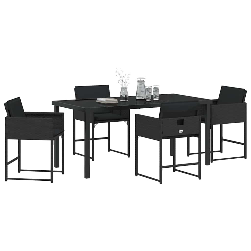 Garten Essgruppe mit Kissen 5 pcs Schwarz Poly Rattan