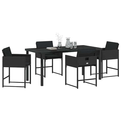 Garten Essgruppe mit Kissen 5 pcs Schwarz Poly Rattan