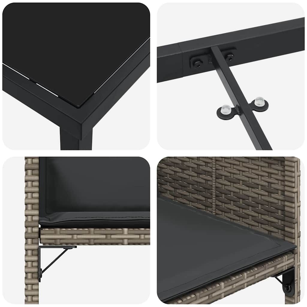 Garten Essgruppe mit Kissen 5 pcs Grau Poly Rattan