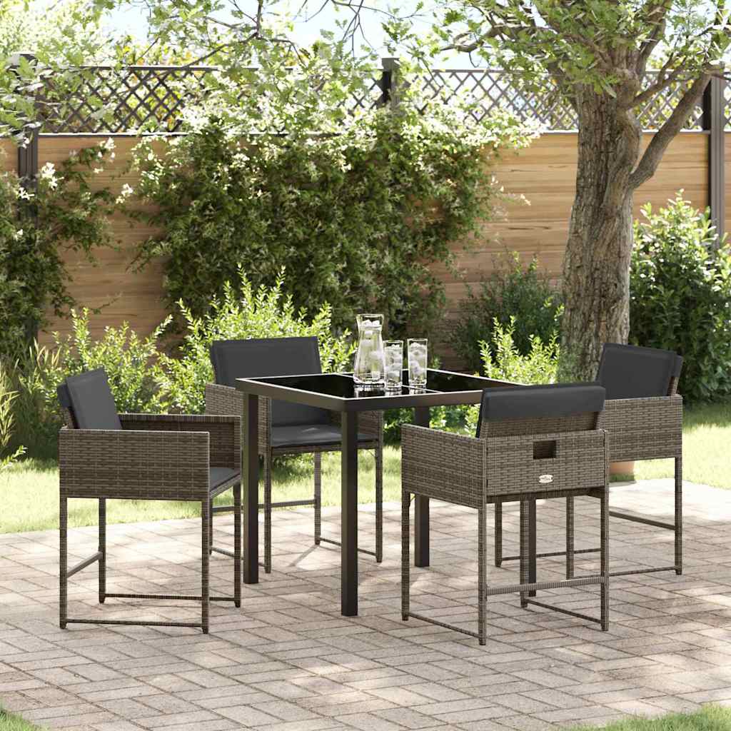 Garten Essgruppe mit Kissen 5 pcs Grau Poly Rattan