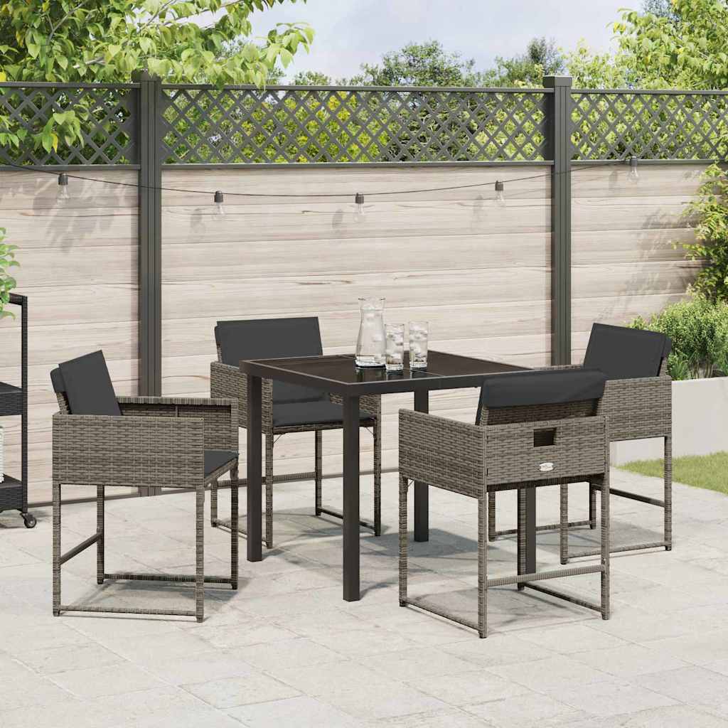 Garten Essgruppe mit Kissen 5 pcs Grau Poly Rattan