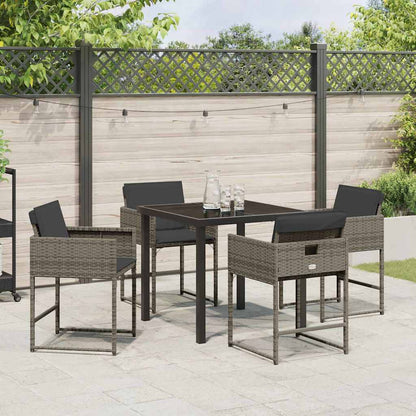Garten Essgruppe mit Kissen 5 pcs Grau Poly Rattan