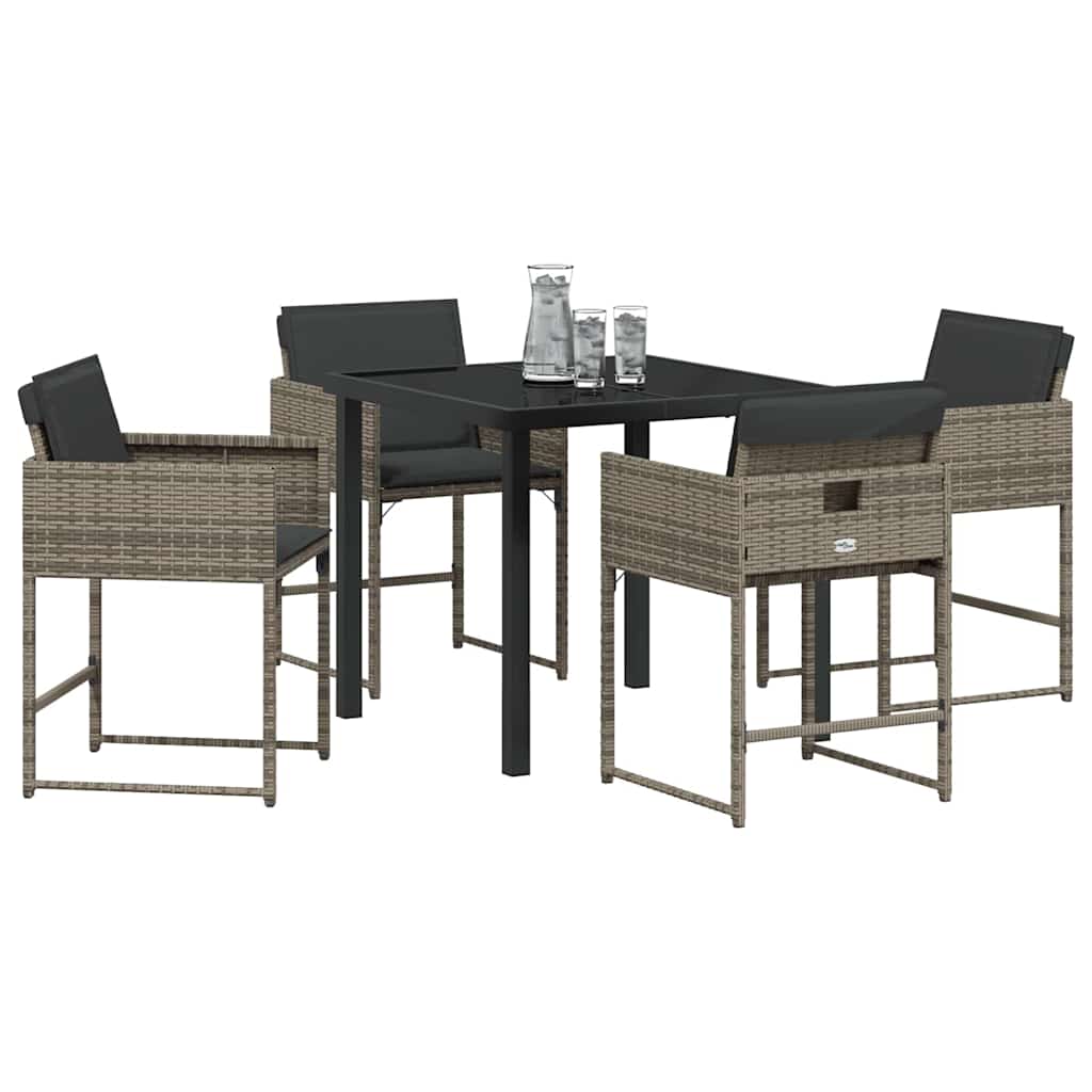 Garten Essgruppe mit Kissen 5 pcs Grau Poly Rattan