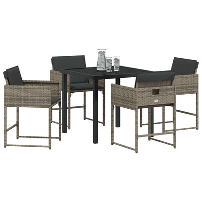 Garten Essgruppe mit Kissen 5 pcs Grau Poly Rattan