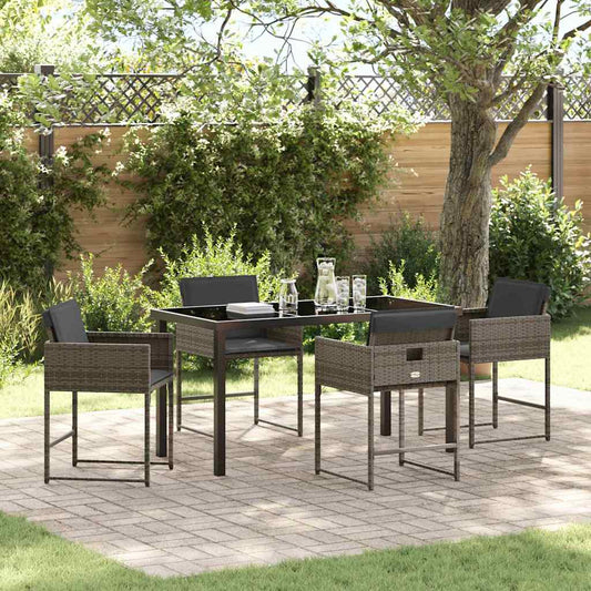 Garten Essgruppe mit Kissen 5 pcs Grau Poly Rattan