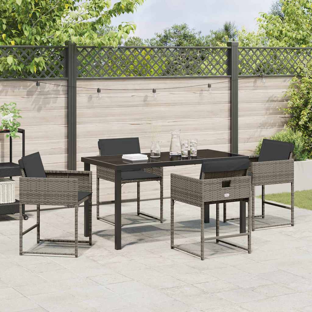 Garten Essgruppe mit Kissen 5 pcs Grau Poly Rattan