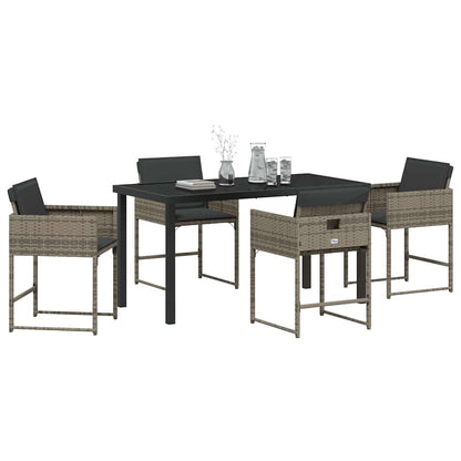 Garten Essgruppe mit Kissen 5 pcs Grau Poly Rattan
