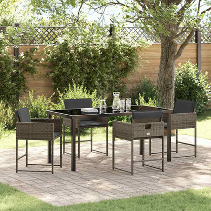 Garten Essgruppe mit Kissen 5 pcs Grau Poly Rattan