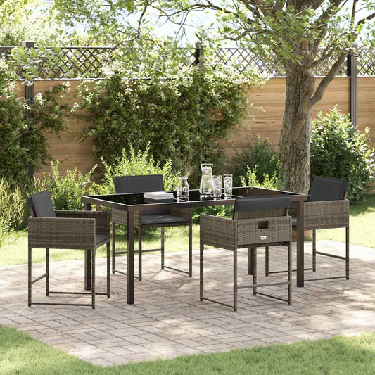 Garten Essgruppe mit Kissen 5 pcs Grau Poly Rattan