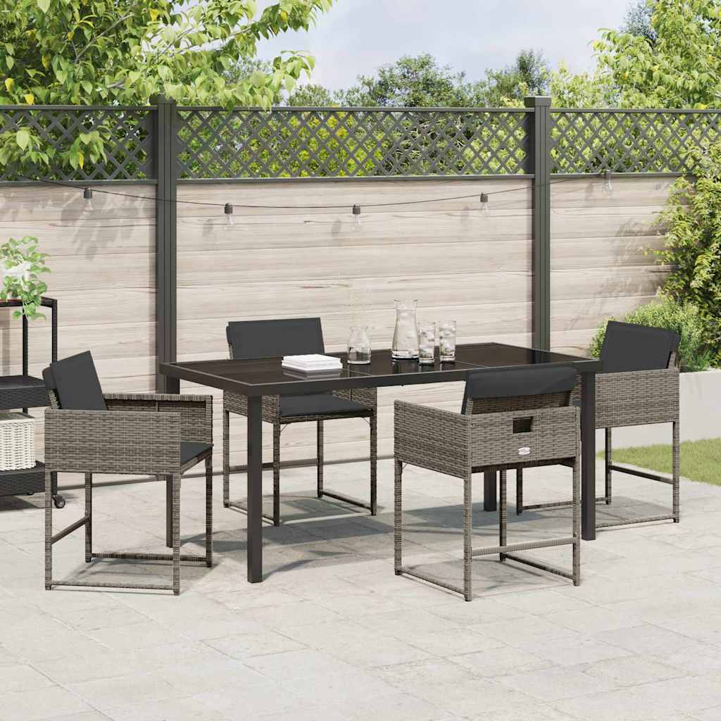 Garten Essgruppe mit Kissen 5 pcs Grau Poly Rattan