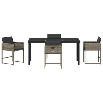 Garten Essgruppe mit Kissen 5 pcs Grau Poly Rattan