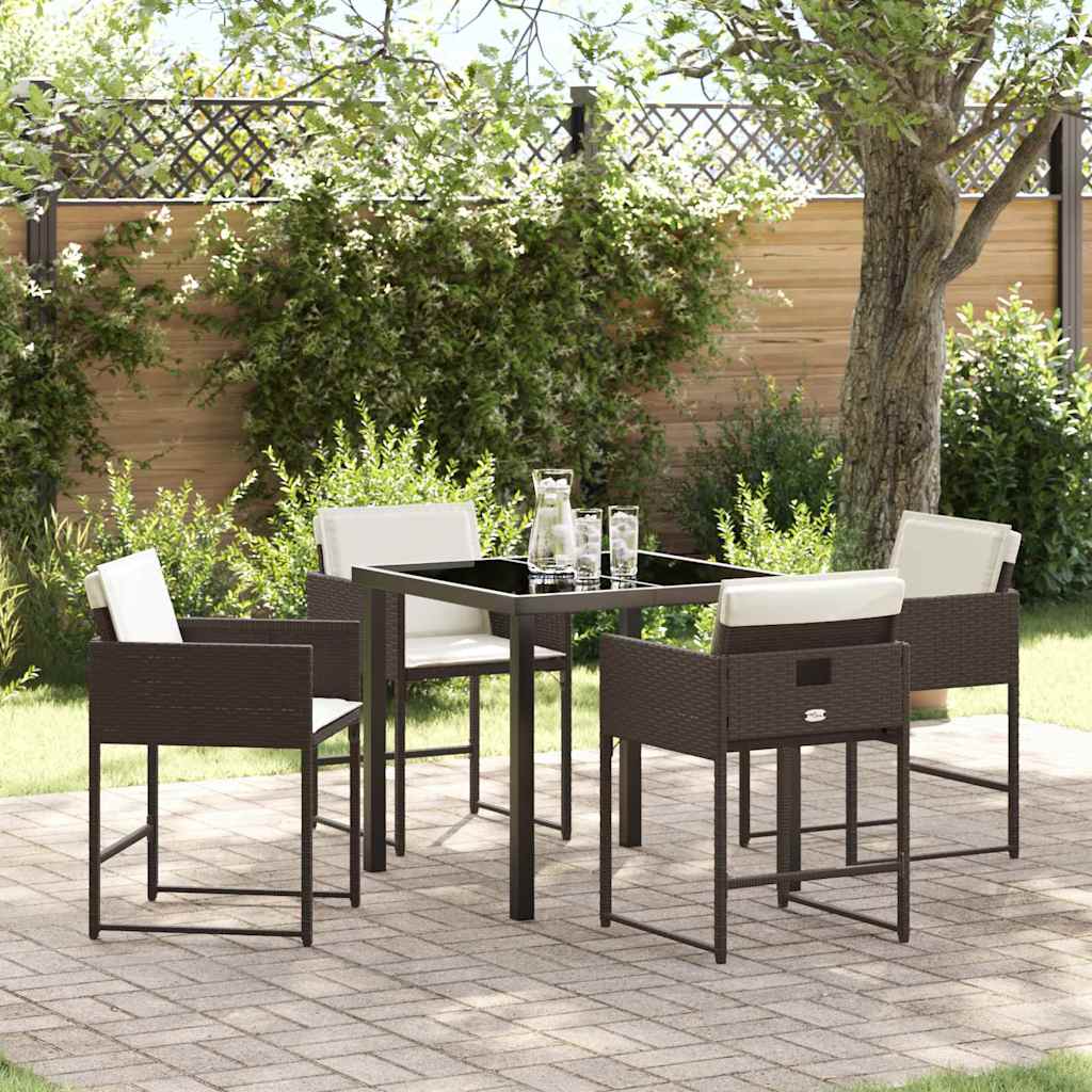Garten Essgruppe mit Kissen 5 pcs Braun Poly Rattan