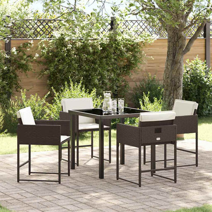 Garten Essgruppe mit Kissen 5 pcs Braun Poly Rattan